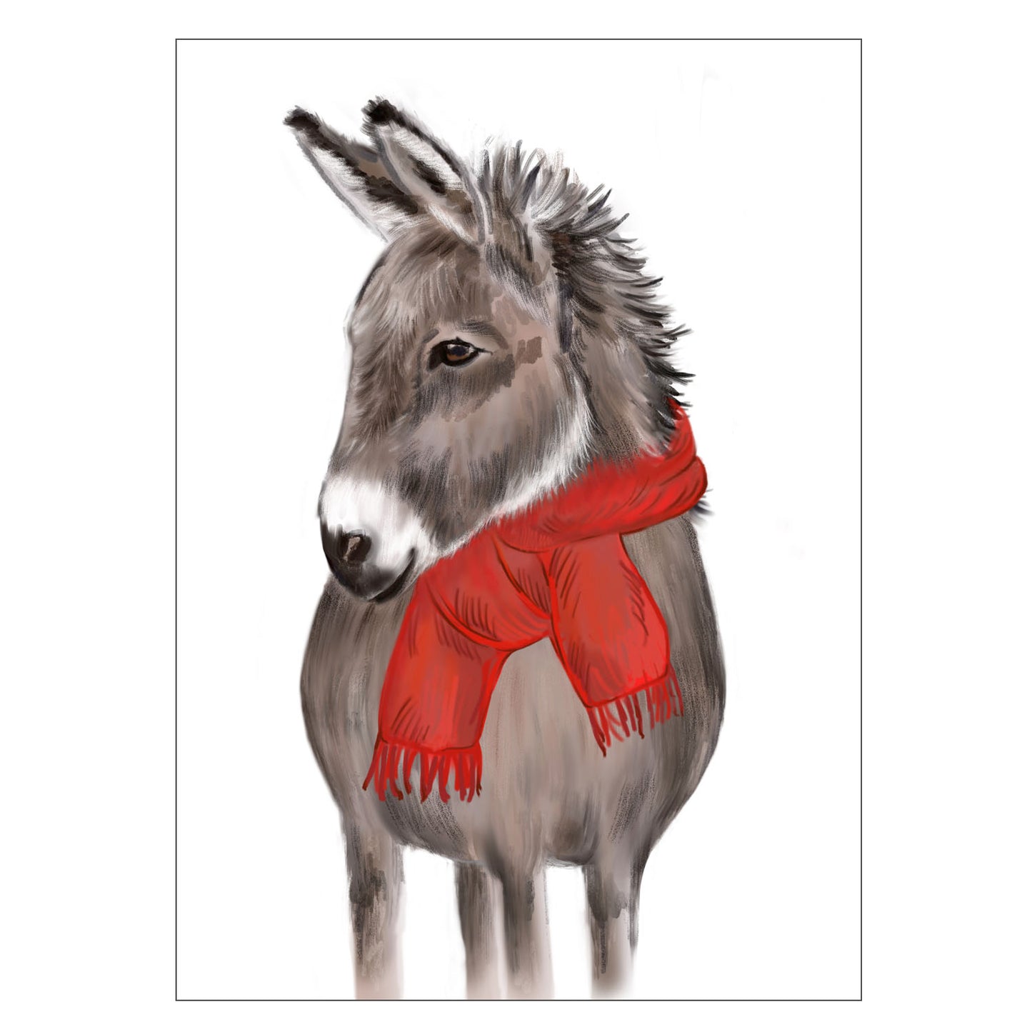 |weiss |Karte Esel |roter Schal |Karte gute Besserung