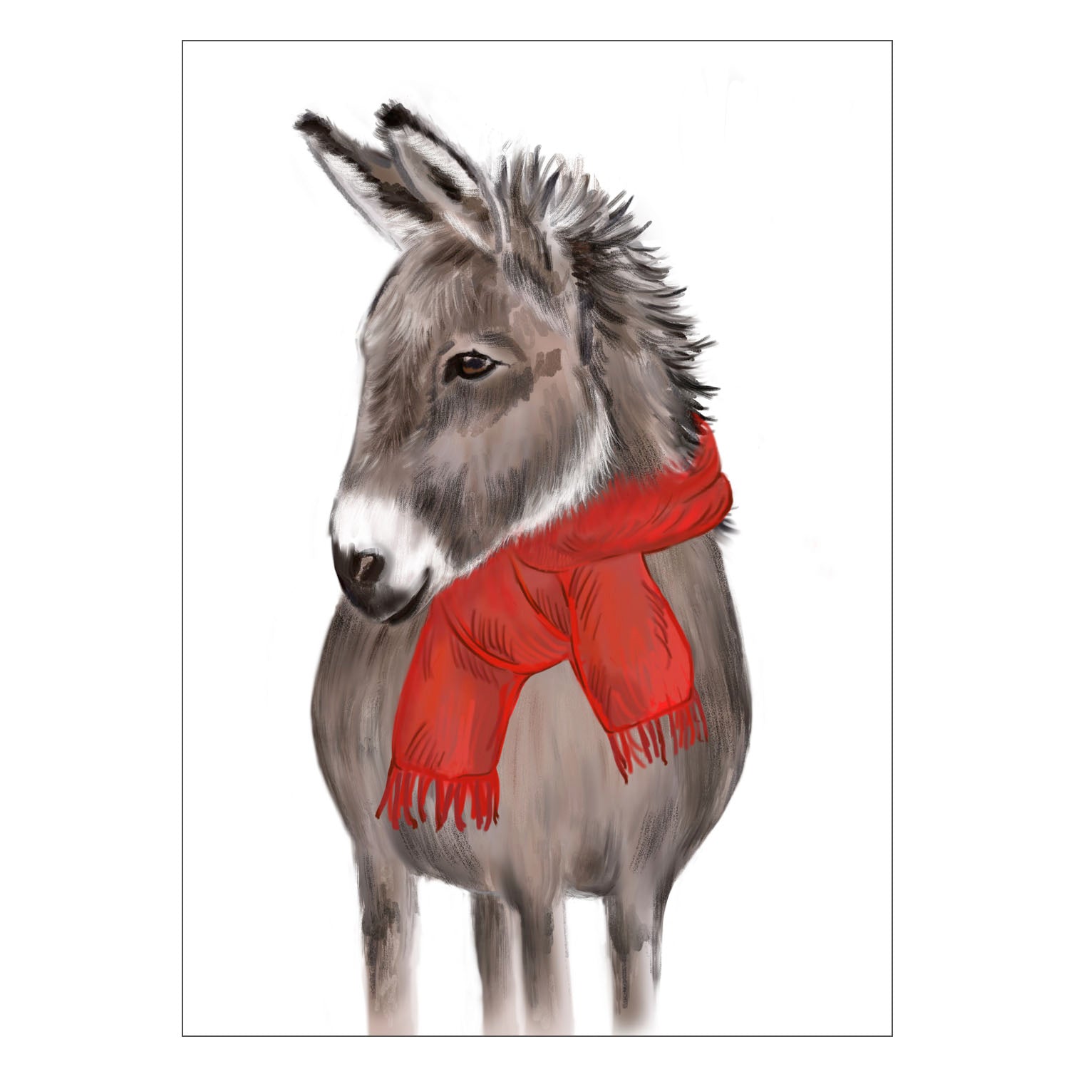 |weiss |Karte Esel |roter Schal |Karte gute Besserung