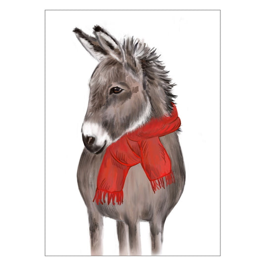 |weiss |Karte Esel |roter Schal |Karte gute Besserung