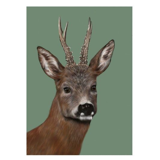 |grün |Grusskarte Rehbock |Karte Jagdmotiv