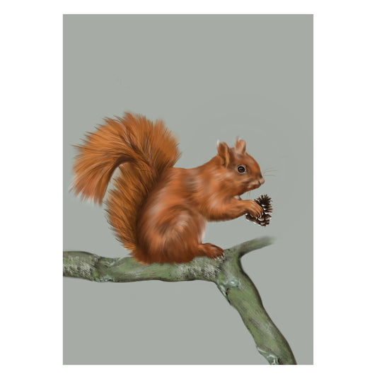 |grün |Grußkarte Eichhörnchen |Karte Ast