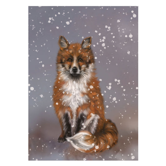 |braun |Grusskarte Winterfuchs |Karte Schnee