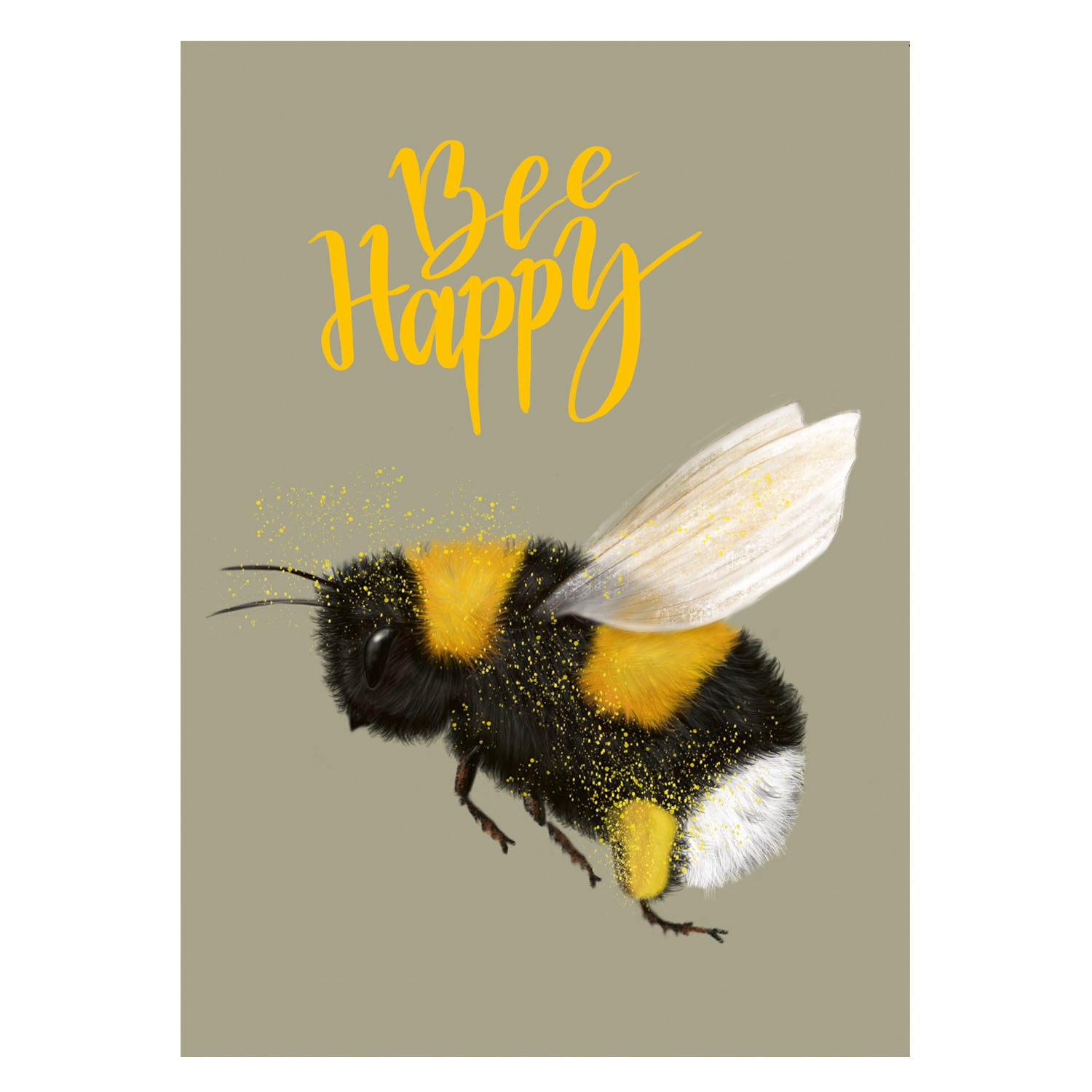 |grau |Grußkarte Hummel Bee Happy |Karte Biene Be Happy