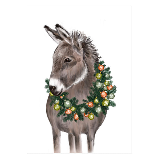 |weiss |Weihnachtskarte Esel |Weihnachtskranz |Karte 