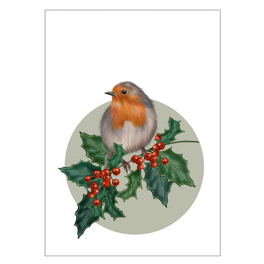|weiss |Weihnachtskarte Rotkelchen |Karte Mistel
