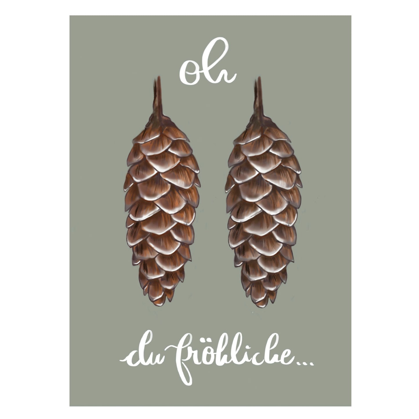 |grau |Weihnachtskarte Zapfen Oh Du fröhliche