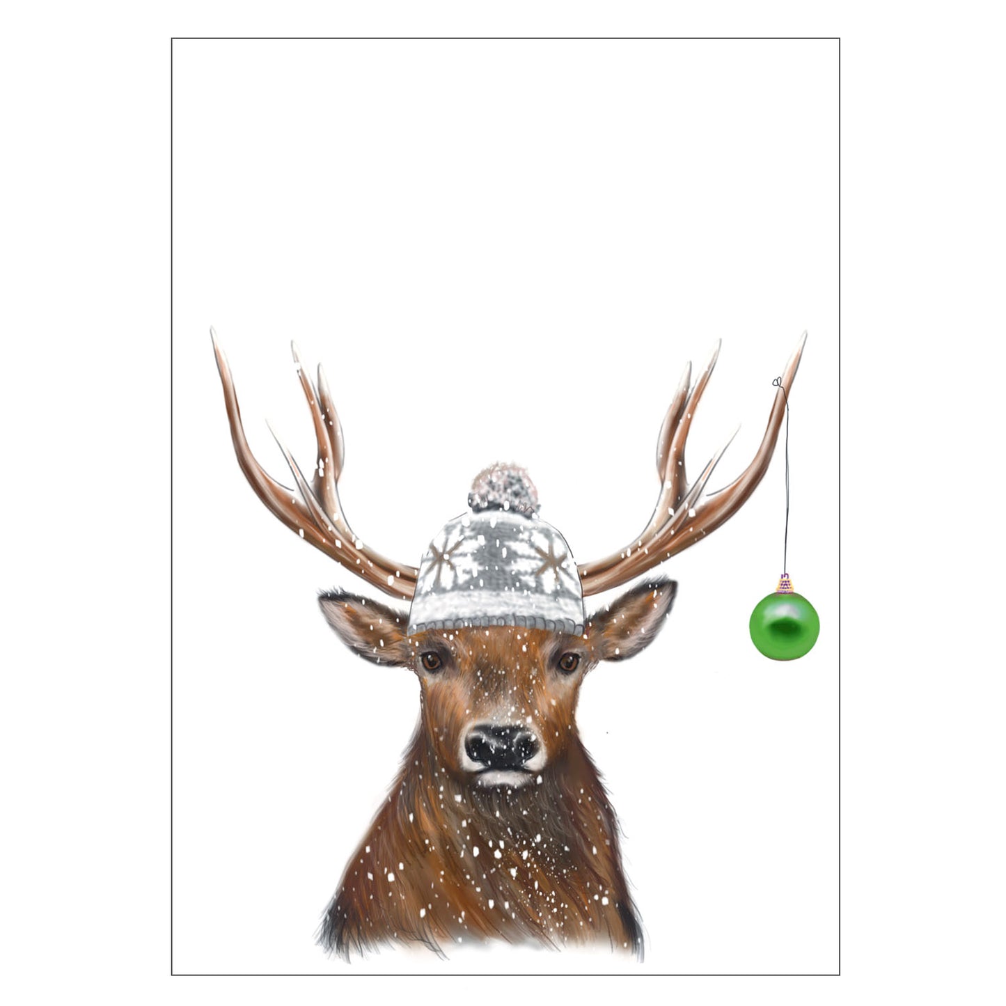 |weiss |Weihnachtskarte Pudelmützenhirsch |Karte Hirsch