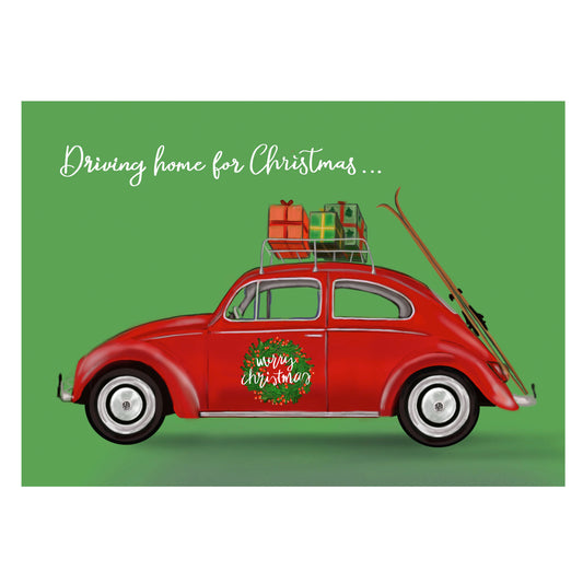 |grün |Weihnachtskarte VW Käfer |Karte Weihnachten