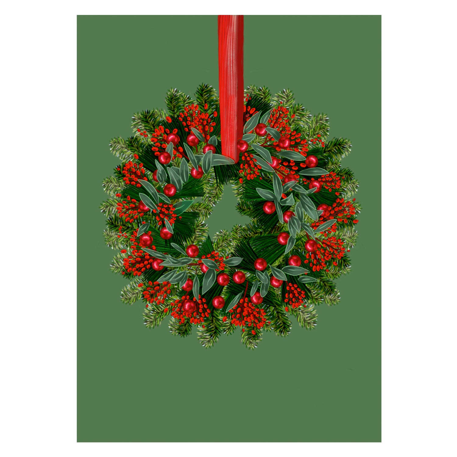|grün |Weihnachtskarte Weihnachtskranz |Karte Kranz