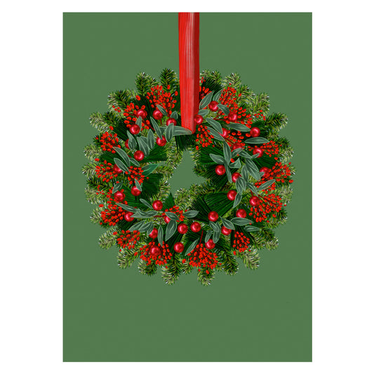 |grün |Weihnachtskarte Weihnachtskranz |Karte Kranz