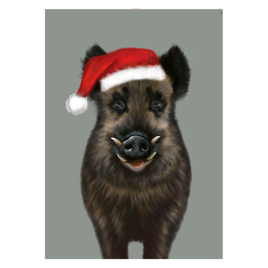 |grau |Weihnachtskarte Wildsau |Karte Wildschwein