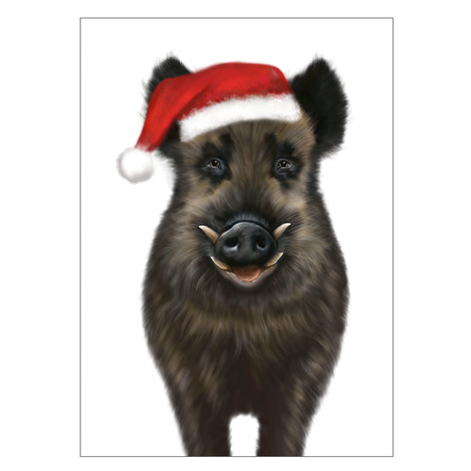 |weiss |Weihnachtskarte Wildsau |Karte Wildschwein